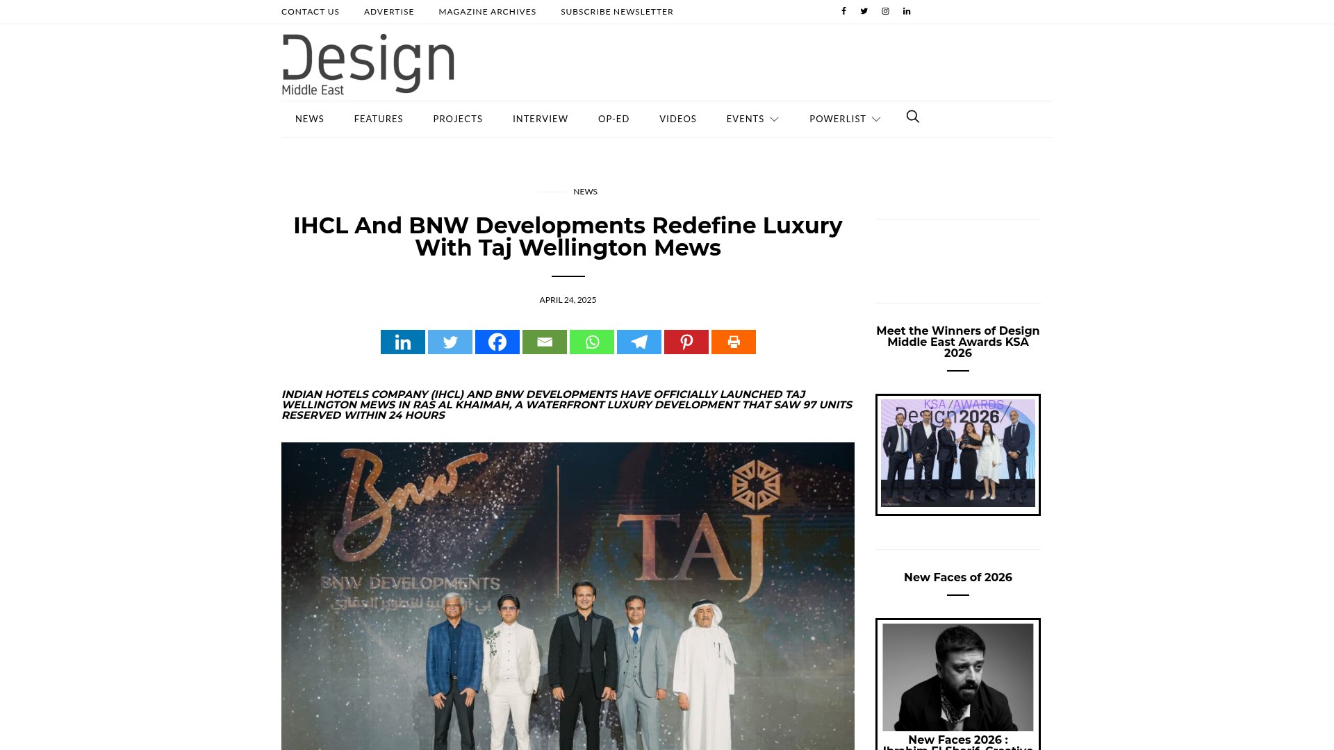 IHCL and BNW Developments — Taj Wellington Mews